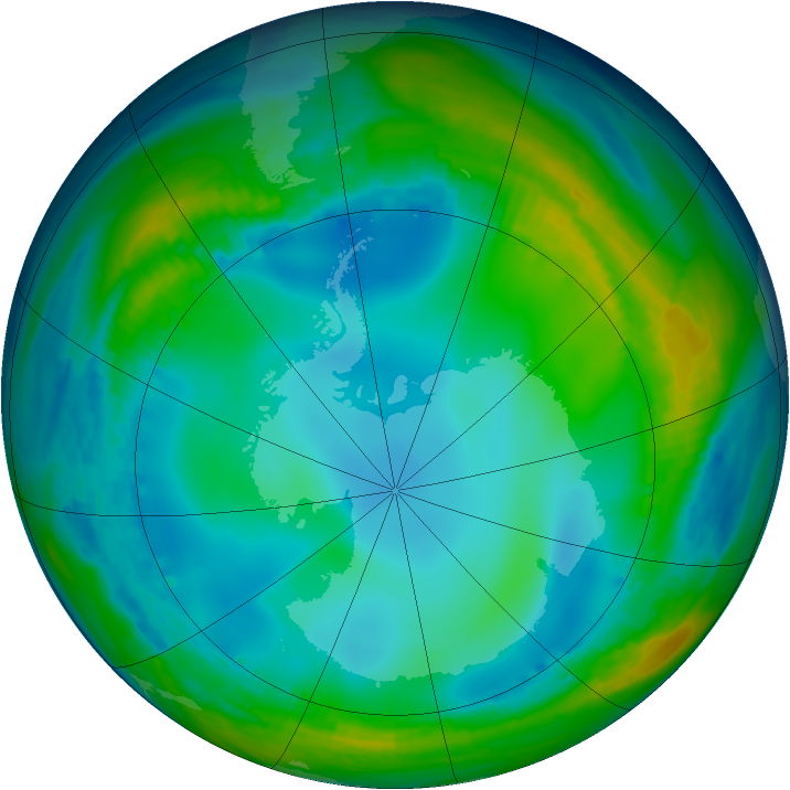 Antarctic ozone map for 11 June 1992